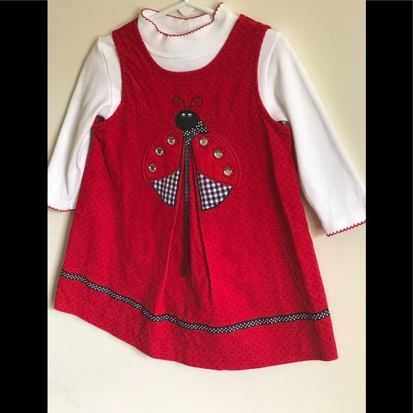 Rare 80’sVintage Toddler Ladybug appliqué Dress 2T - Picture 4 of 7